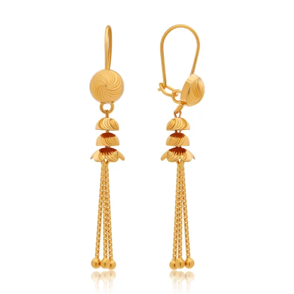 22K Gold Elegant Drop Dangle Hook Earrings (4.10G)