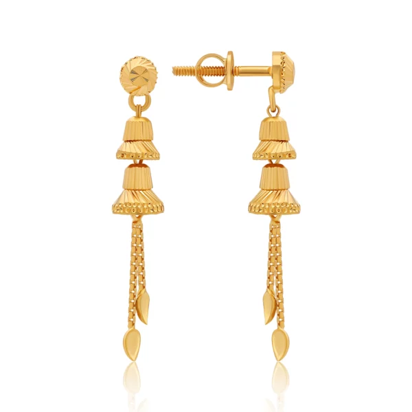 22K Gold Light Slender Drop Earrings (3.50G)