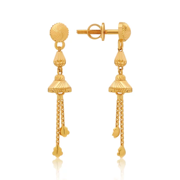 22K Gold Light Slender Dangle Earrings (2.95G)