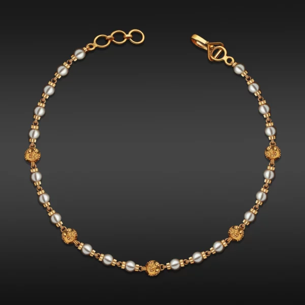 22K Gold Classic Beaded Pearls Bracelet (5.10G)