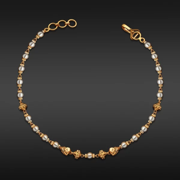 22K Gold Elegant Beaded Pearls Bracelet (5.32G)