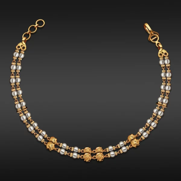 22K Gold Dual-Strand Beaded Pearls Bracelet (8.40G)