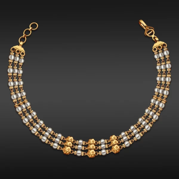 22K Gold Tri-Strand Beads Pearl Bracelet (11.67G)