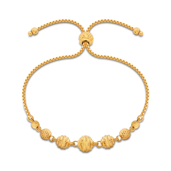 22K Gold Laser-Cut Beaded Bolo Bracelet (4.90G)
