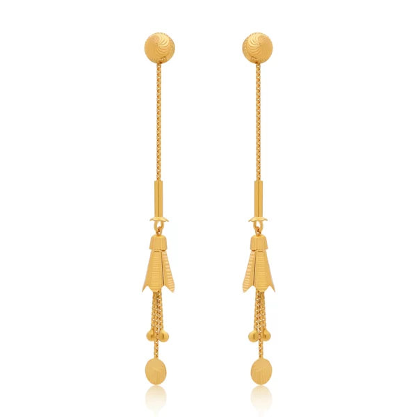 22K Gold Light Sui Dhaga Charm Earrings (3.95G)