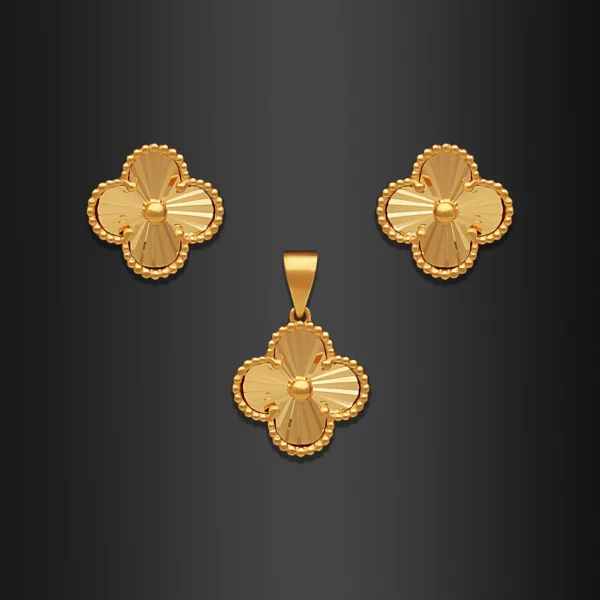 22K Gold Mini Classic Clover Pendant Set (7.10G)