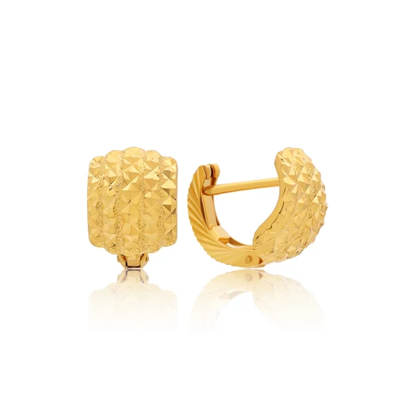 22K Gold Mini Frosted Huggie Earrings (2.75G)