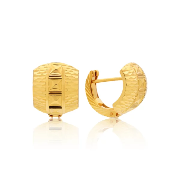 22K Gold Small Laser Cut Huggie Earrings (3.65G)