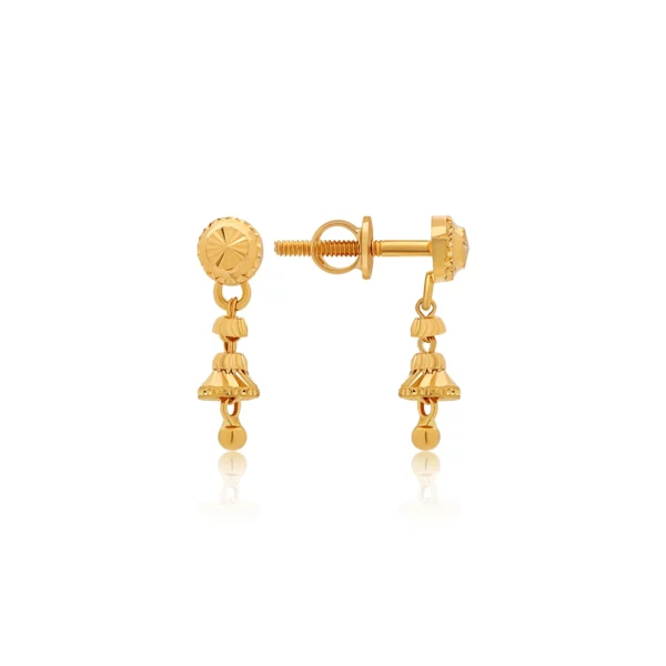 22K Gold Tiny Kid's Drop Dangle Earrings (2.20G)