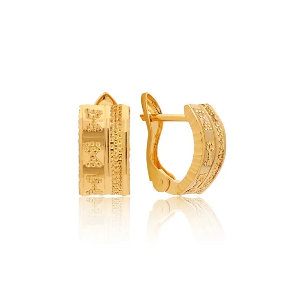 22K Gold Light Frosted Huggie Earrings (2.90G)