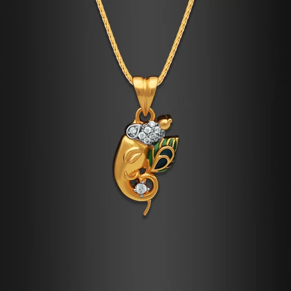 22K Gold Mini Ganesha CZ Pendant (2.85G)