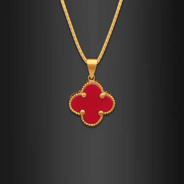 22K Gold Mini Carnelian Clover Pendant (1.90G)