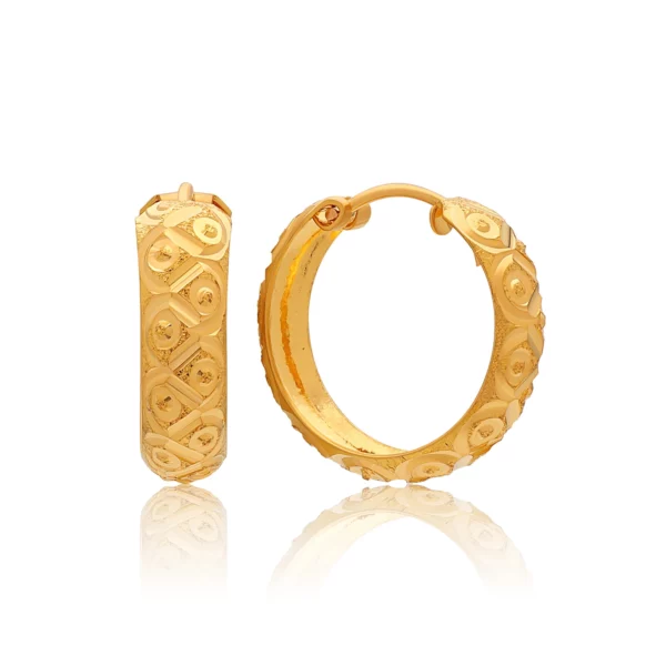 22K Gold Frosted Finish Hoop Earrings (3.75G)