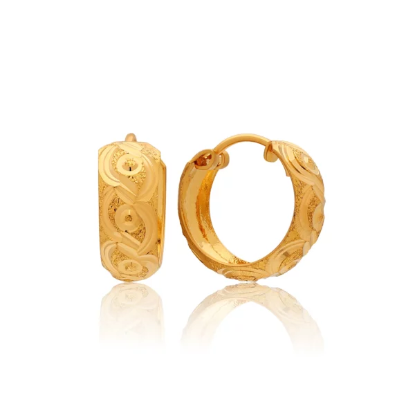 22K Gold Mini Frosted Hoop Earrings (2.65G)