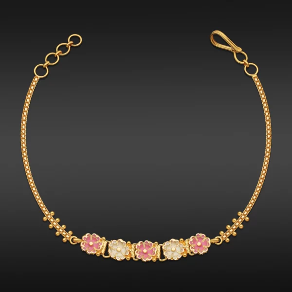 22K Gold Light Floral Meena Bracelet (4.50G)