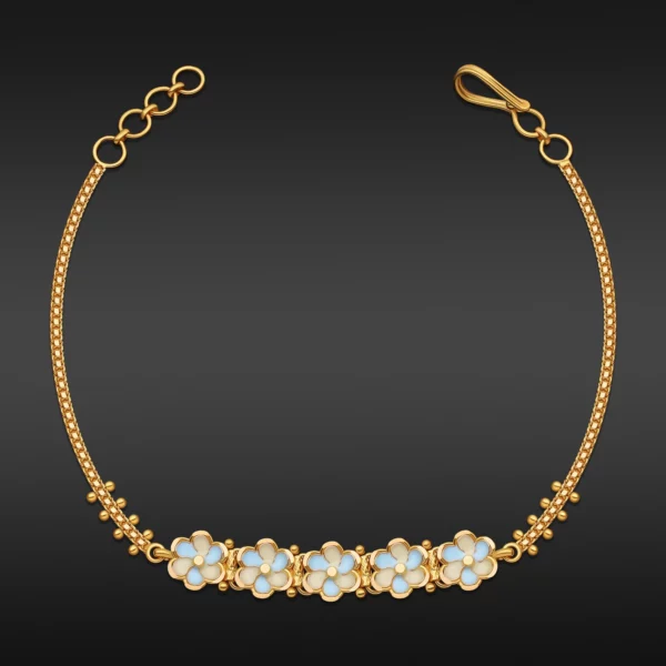 22K Gold Turquoise & Ivory Meena Bracelet (4.65G)