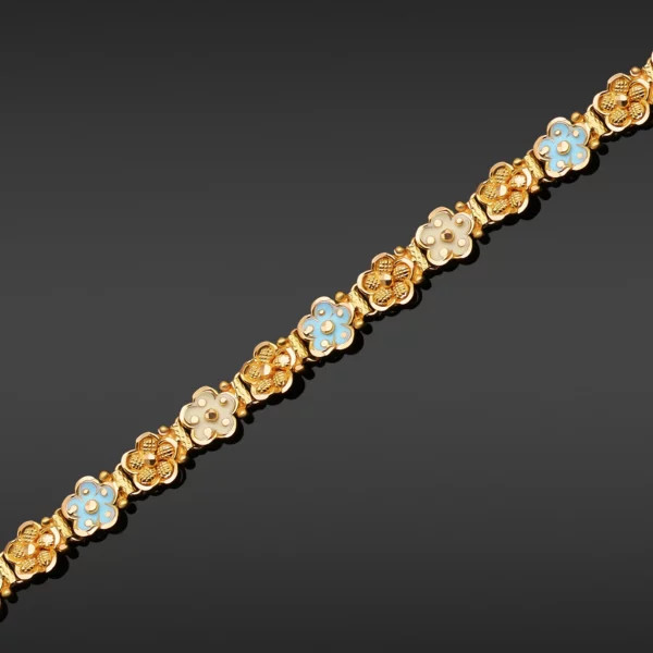 22K Gold Floral Motifs Meena Bracelet (10.60G)