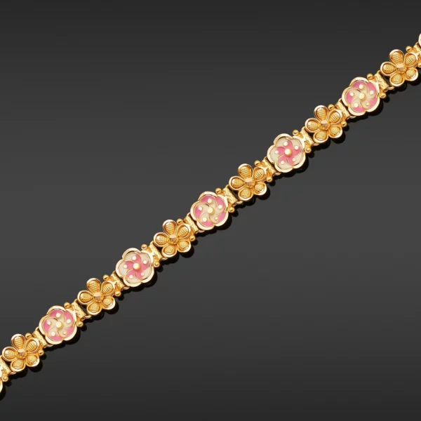 22K Gold Floral Enameled Meena Bracelet (11.25G)