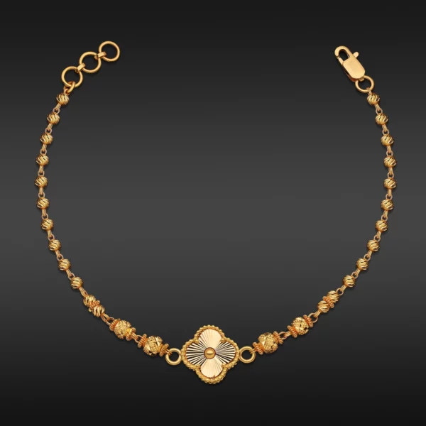 22K Gold Beaded Classic Clover Bracelet (6.90G)
