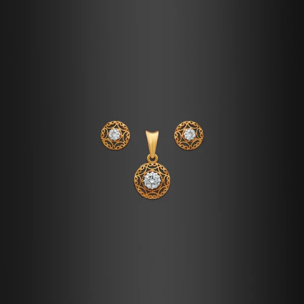 22K Gold Miniature CZ Pendant Set (3.00G)