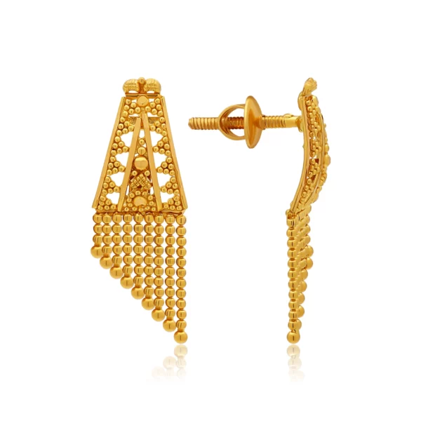 22K Gold Filigree Drop Dangle Earrings (4.45G)