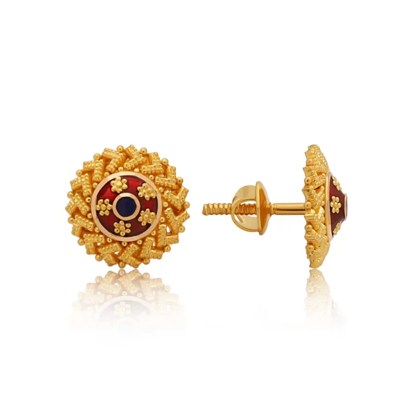 22K Gold Mini Classic Meena Stud Earrings (3.15G)