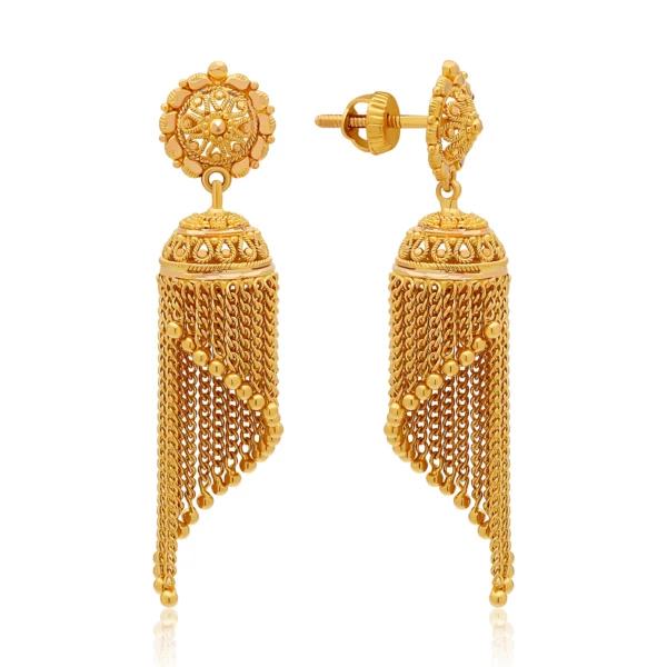 22K Gold Medium Drop Jhumka Earrings (11.70G)