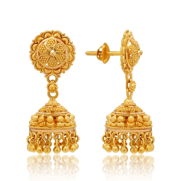 22K Gold Lightweight Jhumka Earrings (8.65G)
