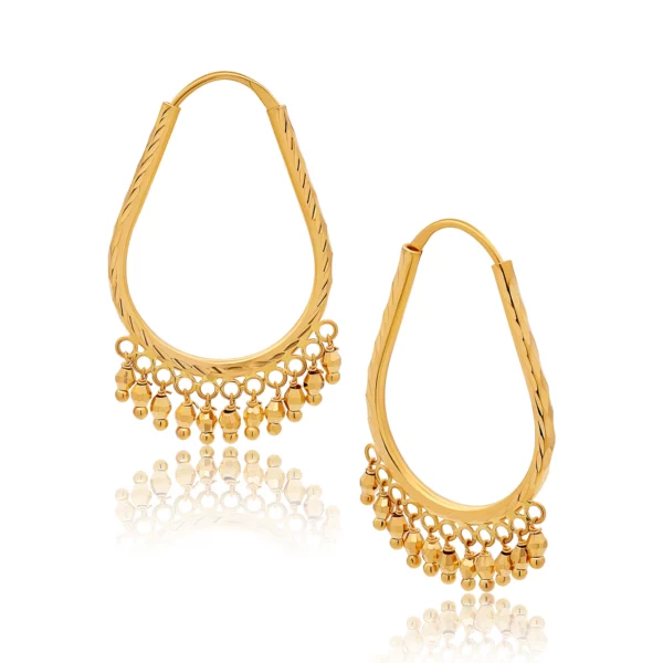 22K Gold U-Shaped Charm Hoop Earrings (6.85G)