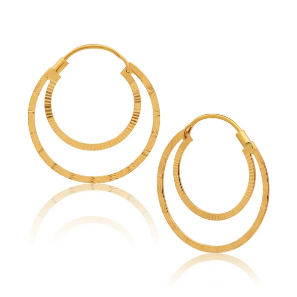 22K Gold Medium Flattened Hoop Earrings (3.55G)