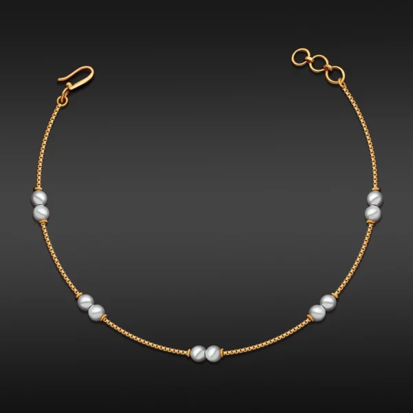22K Gold Lightweight Pearls Chain Bracelet (2.15G)