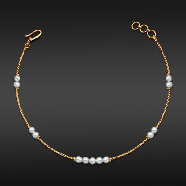 22K Gold Mini Pearls Chain Bracelet (2.20G)