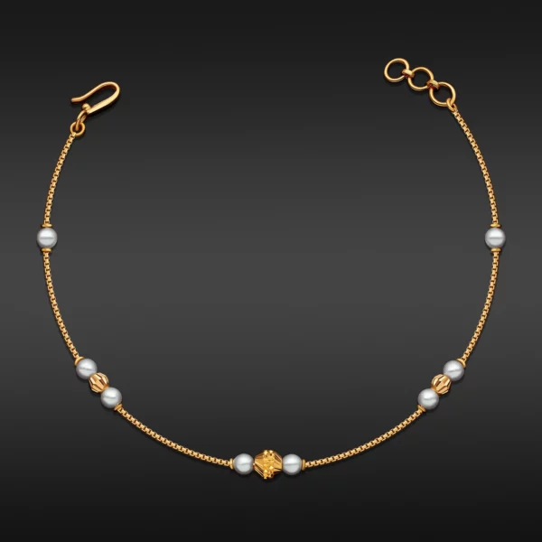 22K Gold Mini Beads Pearl Chain Bracelet (2.55G)