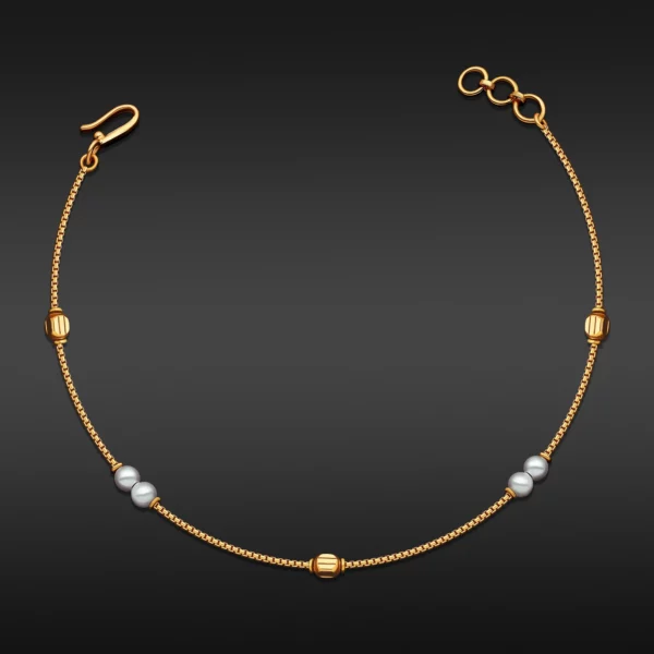 22K Gold Light Beads Pearl Chain Bracelet (2.30G)