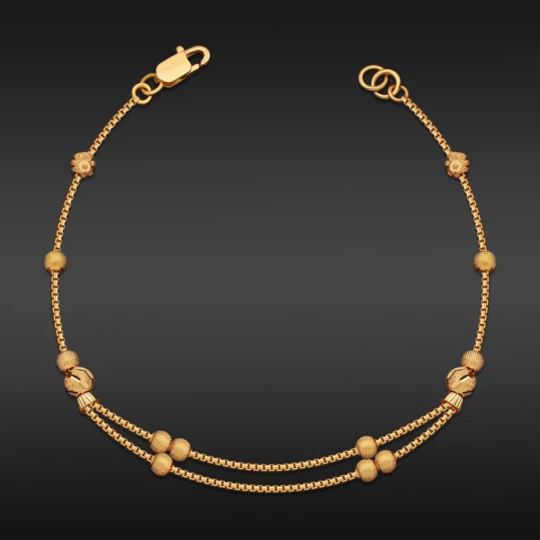 22K Gold Beaded Dual Chain Bracelet (4.40G)