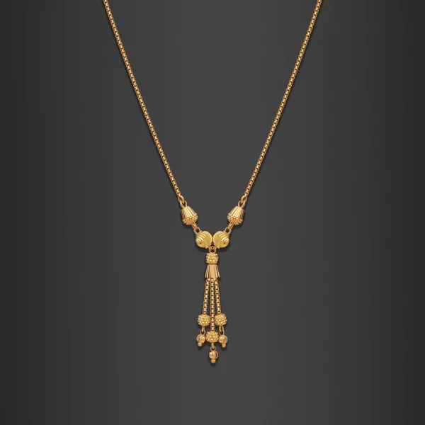 22K Gold Beaded Tassel Drop Necklace (5.95G)