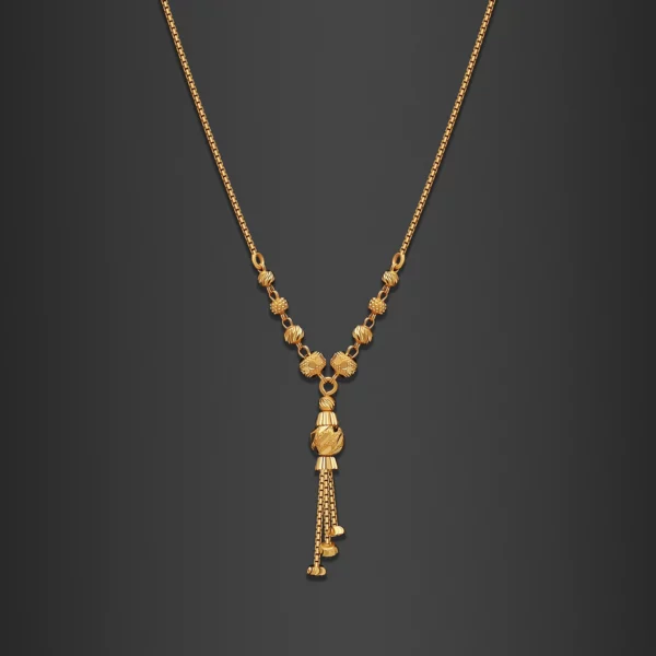22K Gold Beads Tassel Drop Necklace (6.20G)
