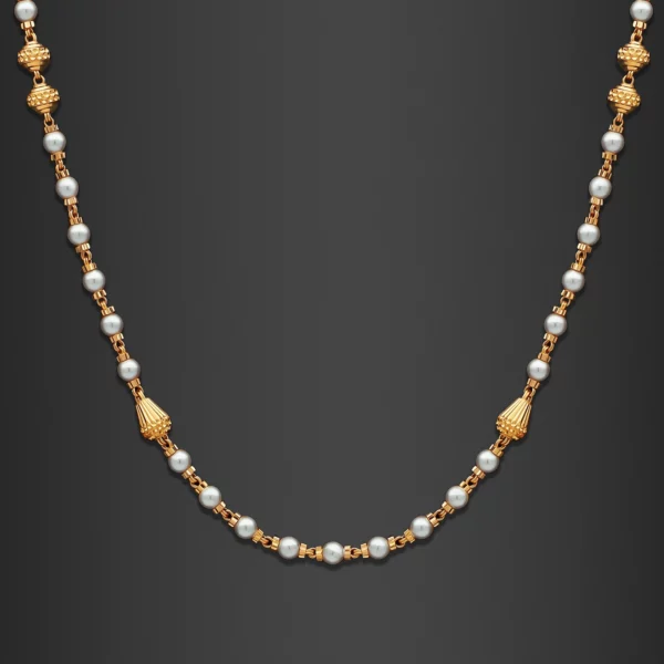 22K Gold Elegant Beaded Pearls Necklace (9.91G)