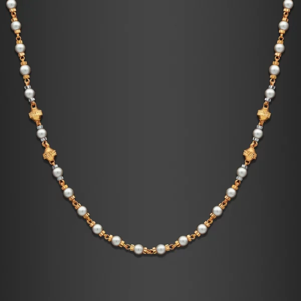 22K Gold Elegant Beads Pearl Necklace (9.26G)