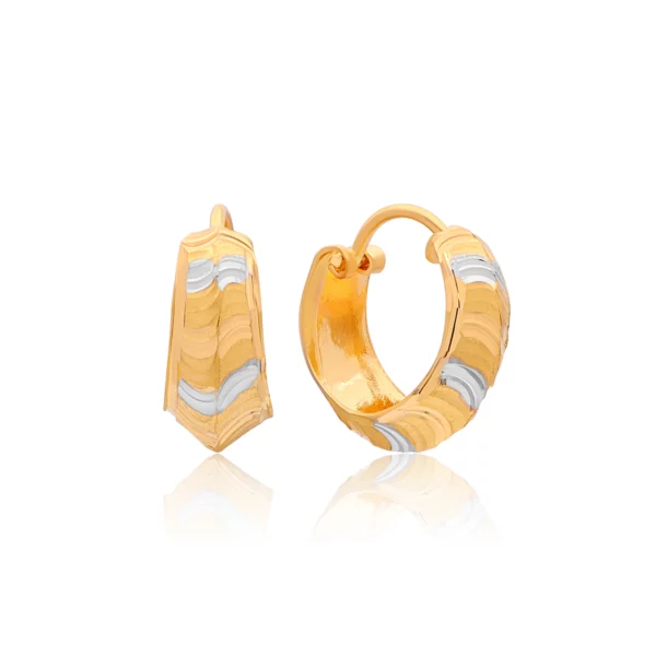 22K Gold Small Light Two Tone Hoop Earrings (2.70G)