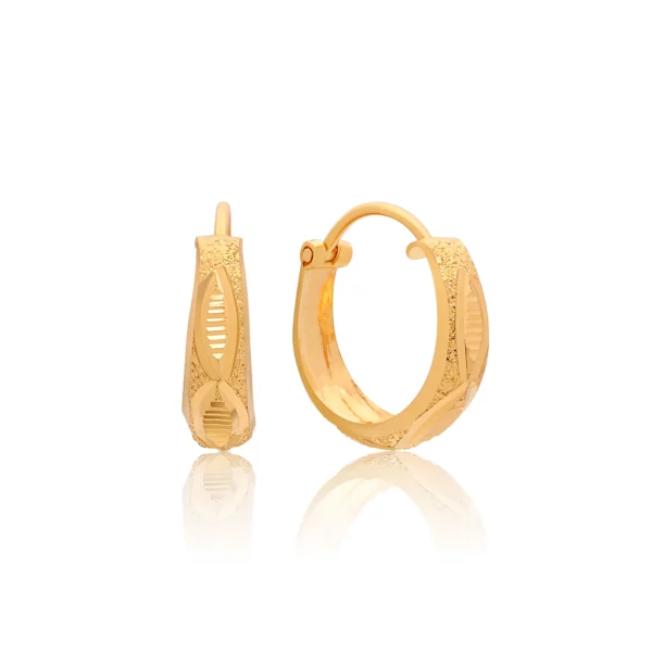 22K Gold Small Laser Cut Hoop Earrings (1.85G)