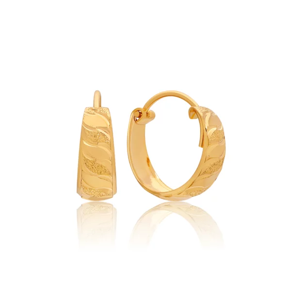 22K Gold Small Laser Cut Hoops (2.20G)