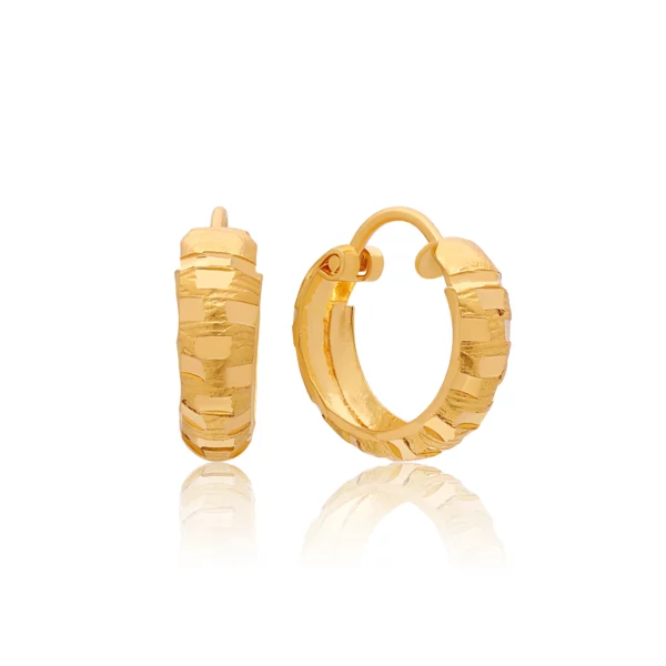 22K Gold Small Light Laser Cut Hoops (2.80G)