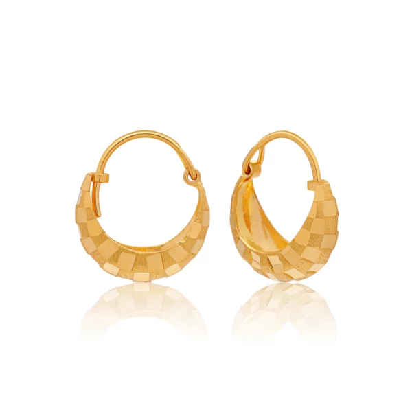 22K Gold Small Disco Basket Hoops (3.30G)