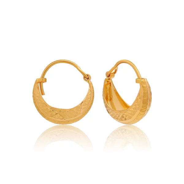 22K Gold Small Laser Cut Basket Hoops (3.20G)
