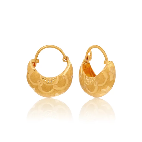 22K Gold Textured Matte Basket Hoops (4.15G)