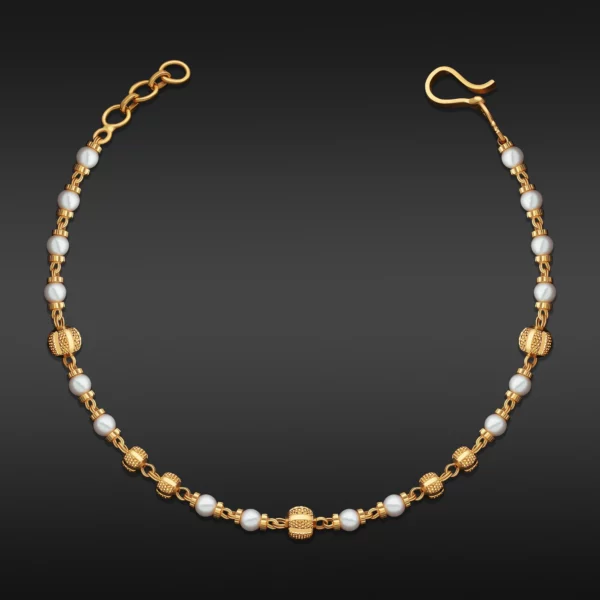 22K Gold Classic Beaded Pearl Strand Bracelet (5.78G)