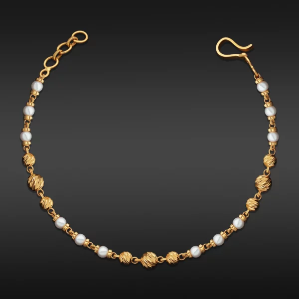 22K Gold Classic Beaded Pearl Strand Bracelet (5.49G)