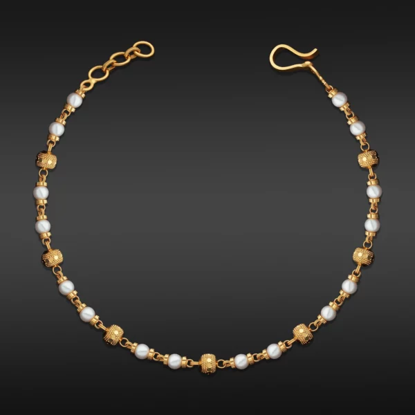 22K Gold Classic Beaded Pearl Strand Bracelet (5.92G)