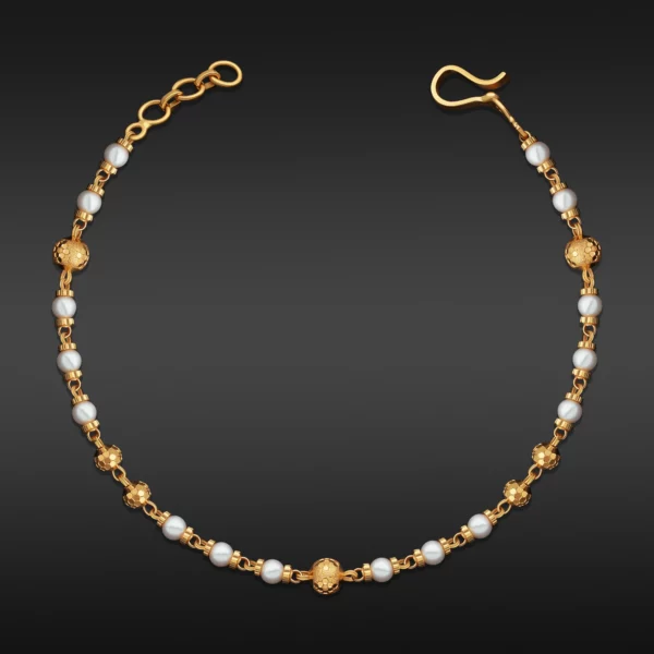22K Gold Classic Beaded Pearl Strand Bracelet (5.56G)